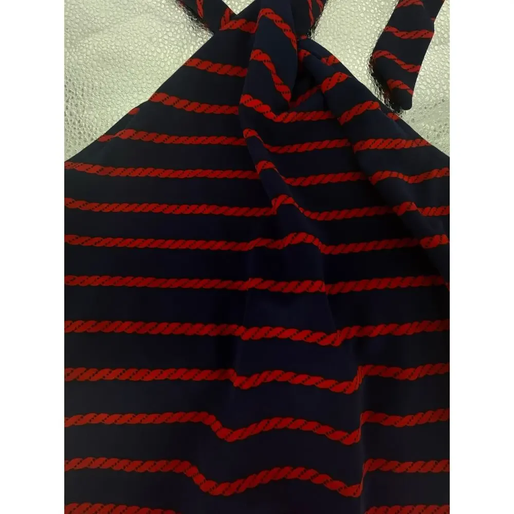 Ann Taylor Navy Blue Red Rope Striped Sleeveless Top Women's Size XS